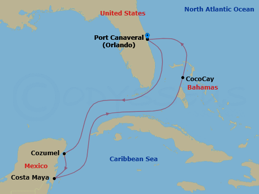 7 Night Perfect Day Cococay & West Carib Route Map