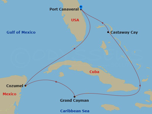 6-Night Western Caribbean Cruise From Port Canaveral Route Map