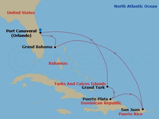 7 Night Eastern Caribbean Holiday Route Map