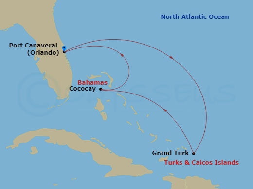 5 Night Perfect Day Cococay & East Carib Route Map