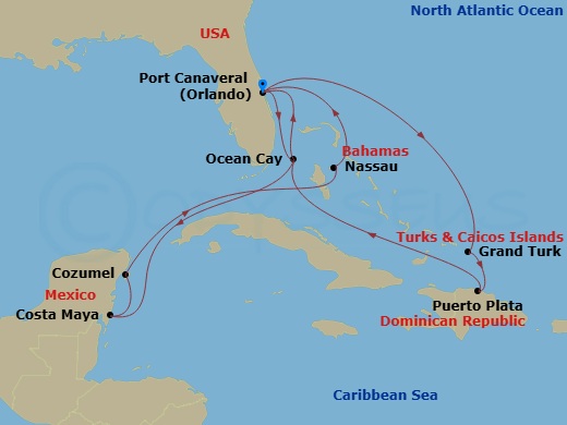 Caribbean And Antilles, 13 Nights Route Map