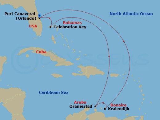 8-Day Eastern Caribbean Route Map