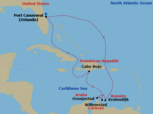9 Night Southern Caribbean Cruise Route Map