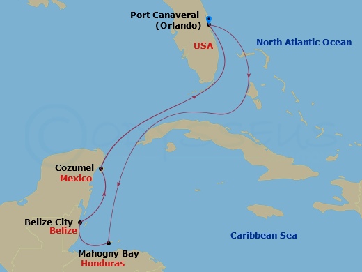 7-Day Eastern Caribbean Route Map