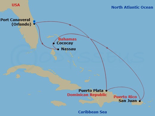 7 Night Eastern Caribbean & Perfect Day Route Map