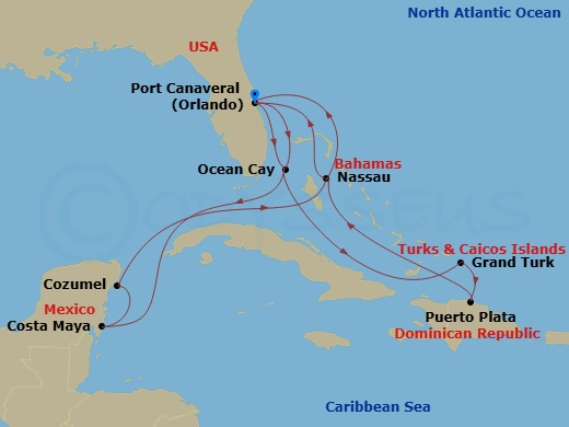 Caribbean And Antilles, 14 Nights Route Map