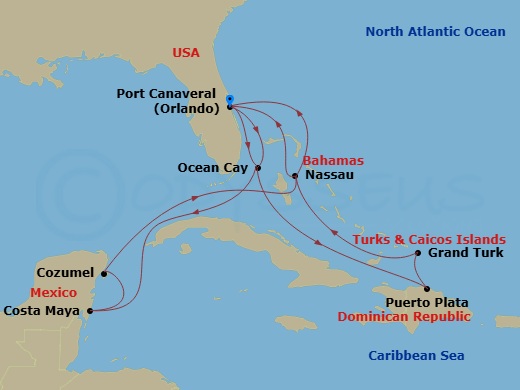 Caribbean And Antilles, 14 Nights Route Map