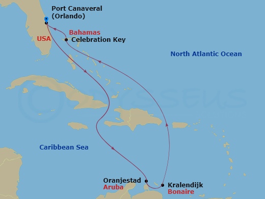 8-Day Southern Caribbean Route Map
