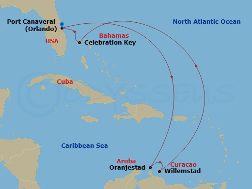 8-Day Eastern Caribbean Route Map