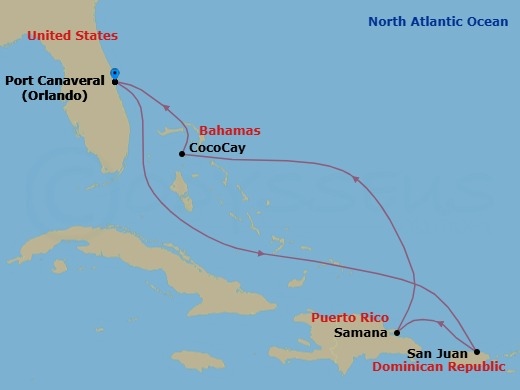 7 Night Eastern Caribbean & Perfect Day Route Map