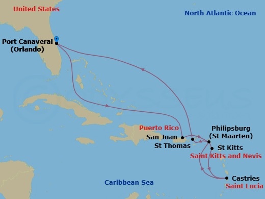 Southern Caribbean With St. Lucia Route Map