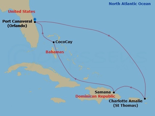 7 Night Perfect Day Cococay & East Carib Route Map
