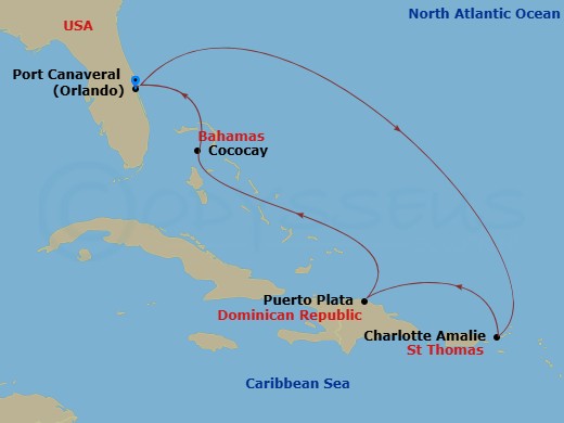 7 Night Eastern Caribbean & Perfect Day Route Map