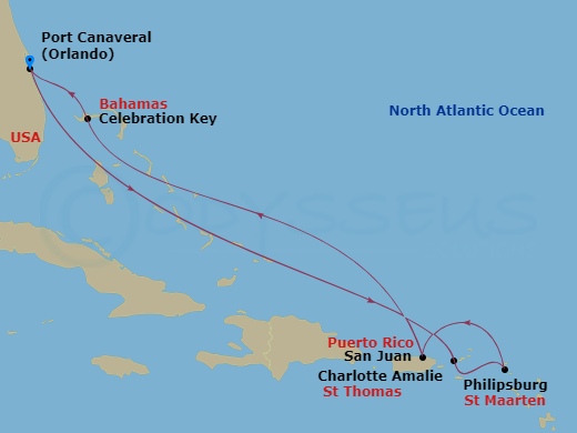 8-Day Eastern Caribbean Route Map