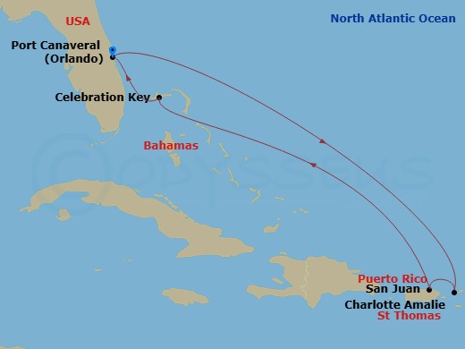 7-Day Eastern Caribbean Route Map