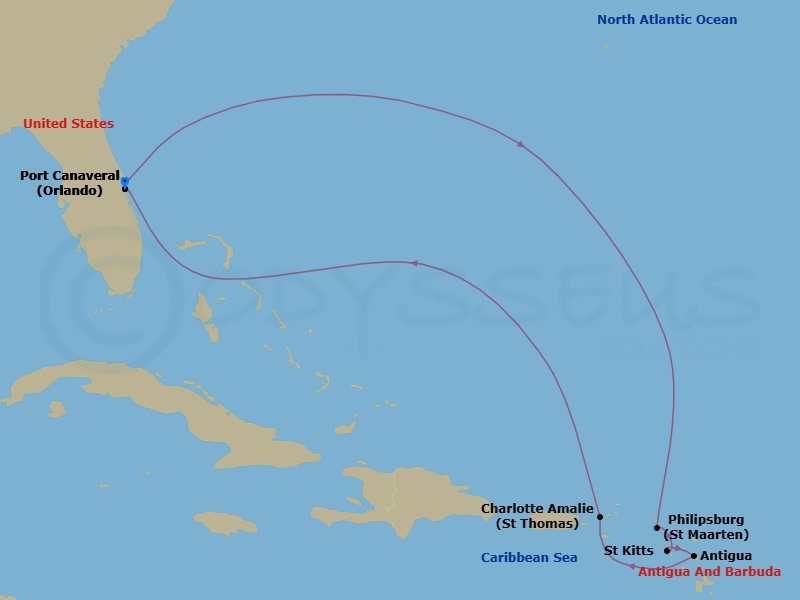 9 Day Eastern Caribbean Route Map