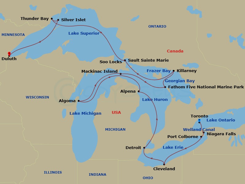 Great Lakes Collection Route Map
