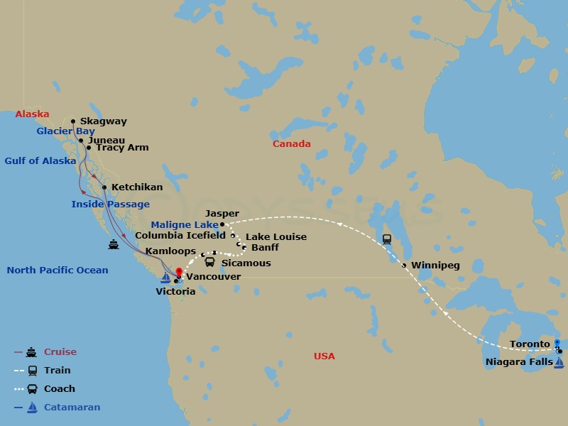 Great Canadian Rail Journey With Alaska Cruise Route Map