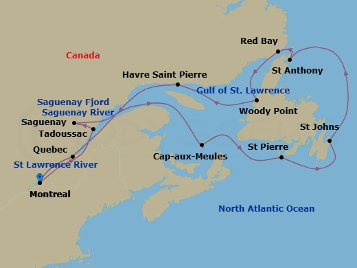 Quebec And Newfoundland Adventure Route Map