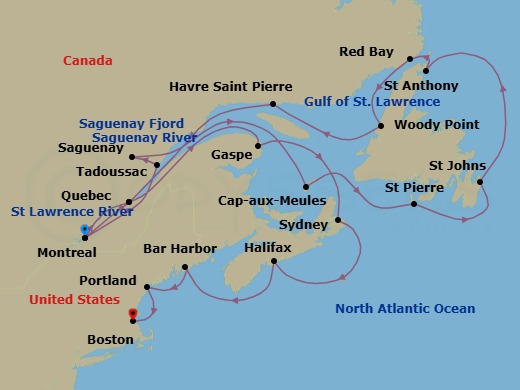 Star Collector: Autumn In Newfoundland And New England Route Map