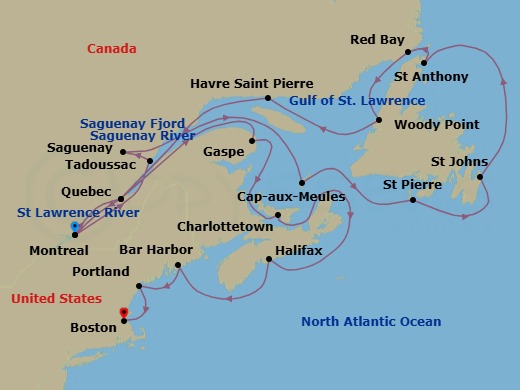 Star Collector: Autumn In Newfoundland And New England Route Map