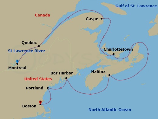 Southeast Canadian Explorations Route Map