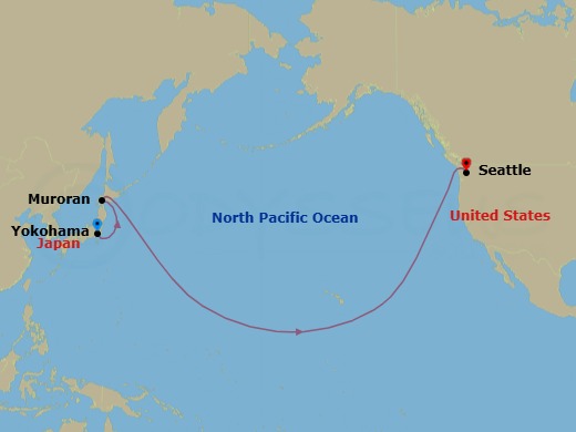 16 Night Tokyo To Seattle Cruise Route Map