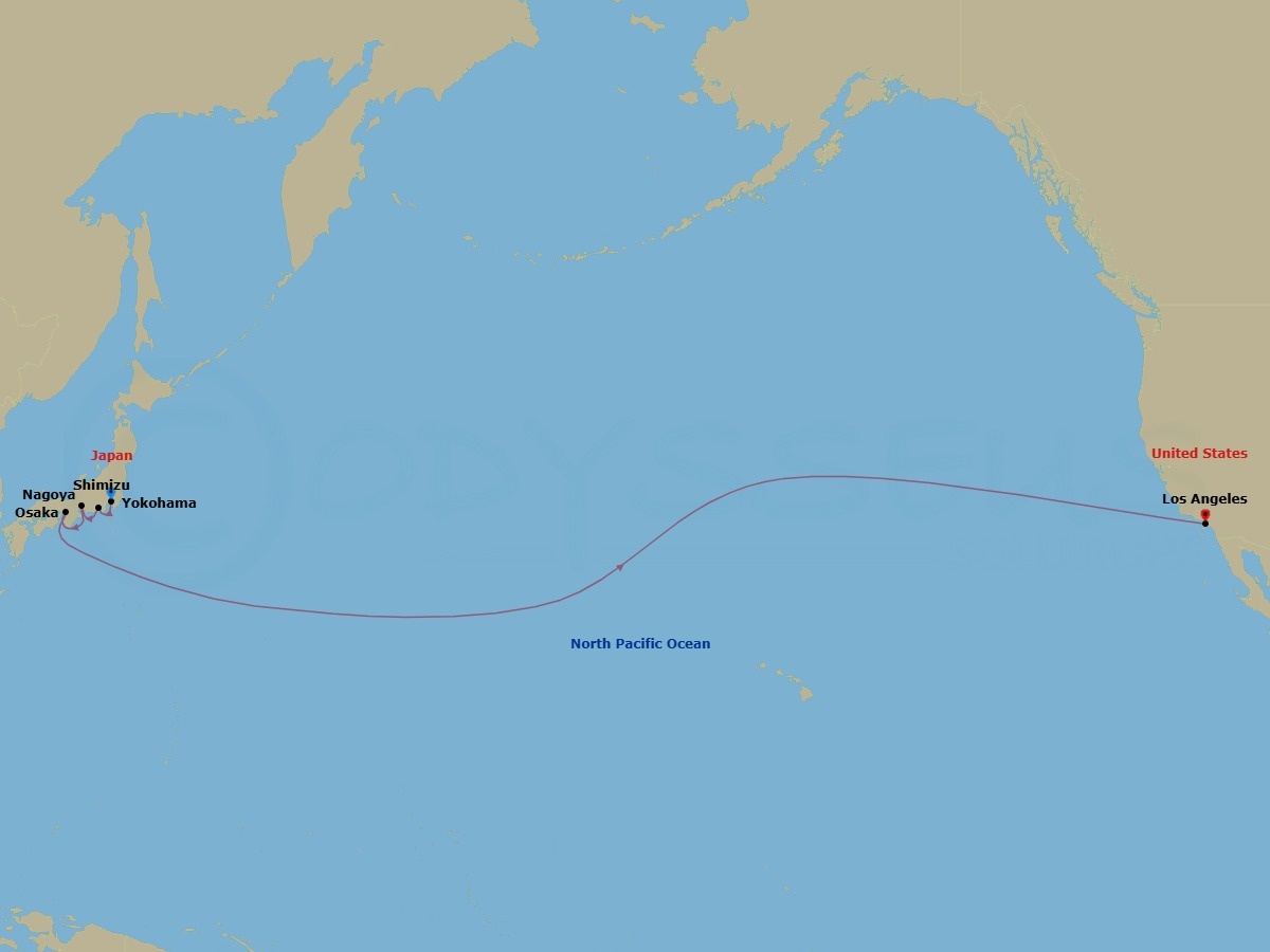 17 Night Tokyo To Los Angeles Cruise Route Map