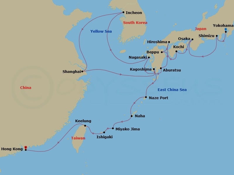 26 Night Southeast Asia Voyage Route Map