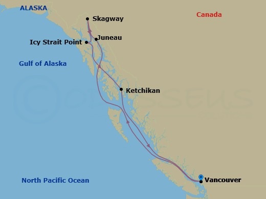 7 Night Alaska: Vancouver Roundtrip Route Map