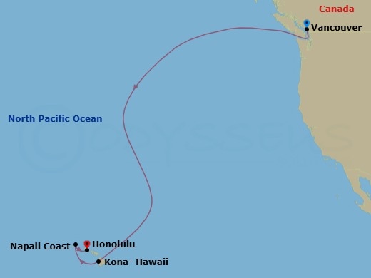 9 Night Hawaii Cruise Route Map