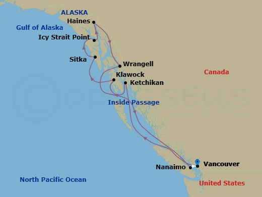 Alaska Cruise: Ketchikan, Sitka & Icy Strait Point Route Map