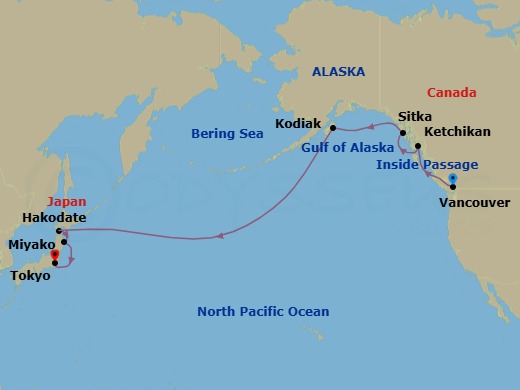 Vancouver To Tokyo Route Map