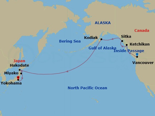 Vancouver To Yokohama Route Map