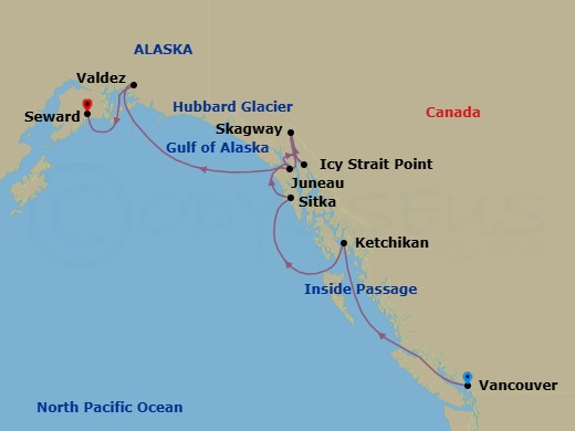 Vancouver To Seward (Anchorage Route Map