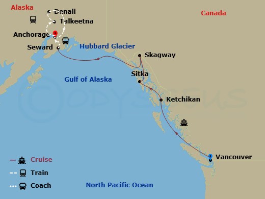 9N Destination Denali Ct 11A Route Map