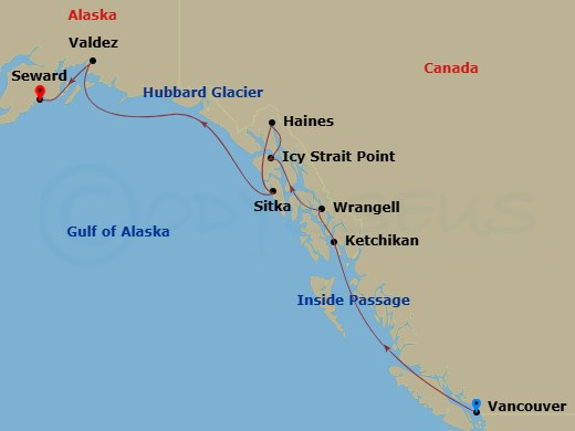 Alaska & The Inside Passage Route Map