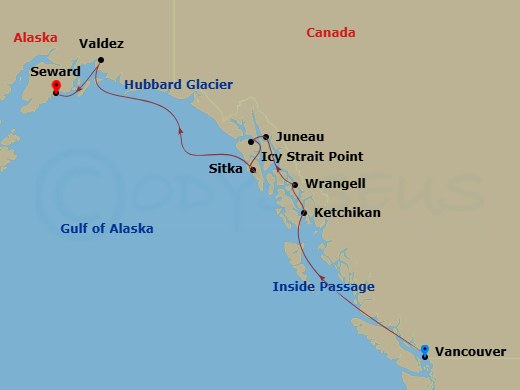 Alaska & The Inside Passage Route Map