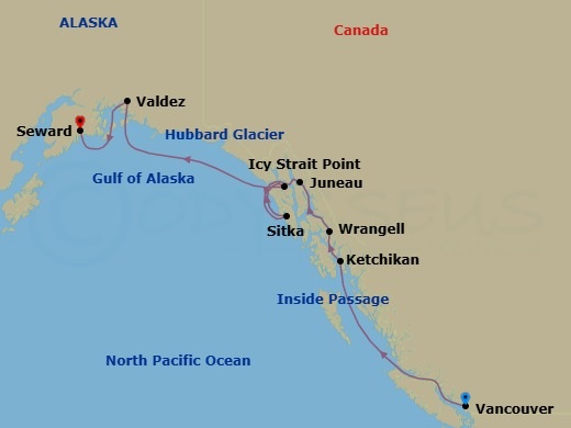 Alaska & The Inside Passage Route Map