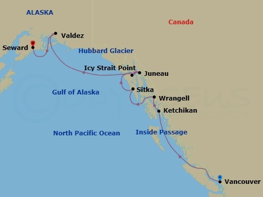 Alaska & The Inside Passage Route Map
