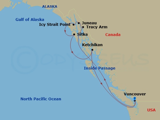 7 Night Alaska Inside Passage Cruise Route Map
