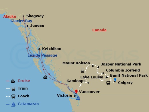 Western Canada By Rail With Alaska Cruise Route Map