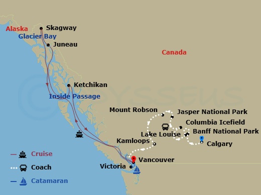 Heart Of The Canadian Rockies With Alaska Cruise Route Map