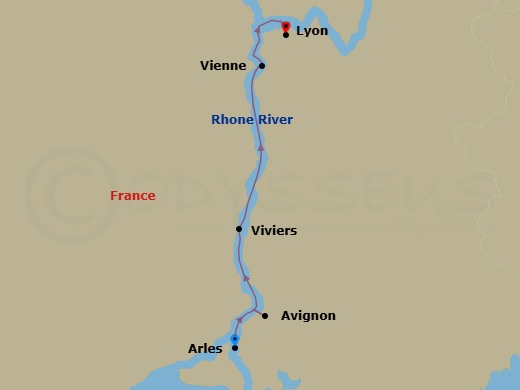 7 Night Colors Of Provence (Wine Cruise) With 3 Nights Barcelona Pre-Cruise And 3 Nights Paris Post-Cruise Route Map