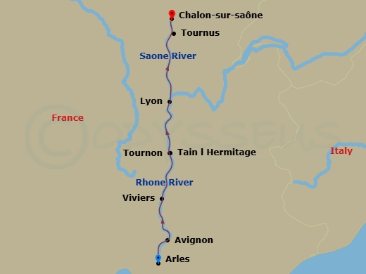 Burgundy & Provence (Northbound) Route Map