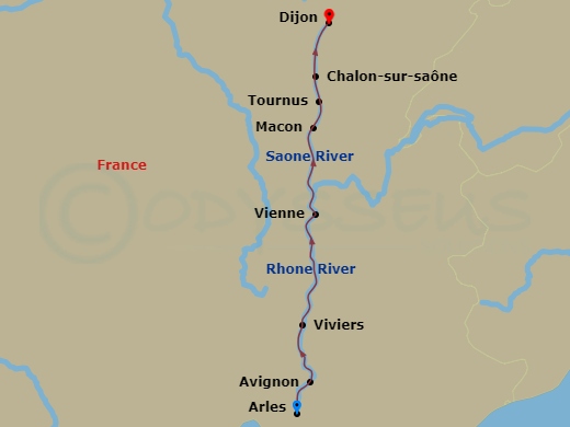 7 Night Essence Of Burgundy & Provence (Christmas Time) Route Map