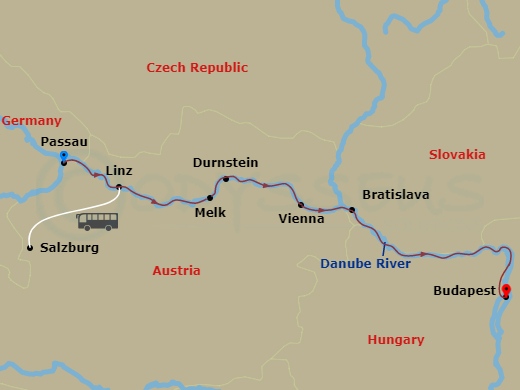 Enchanting Danube (2028) Route Map