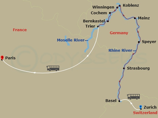 Paris to the Swiss Alps Route Map