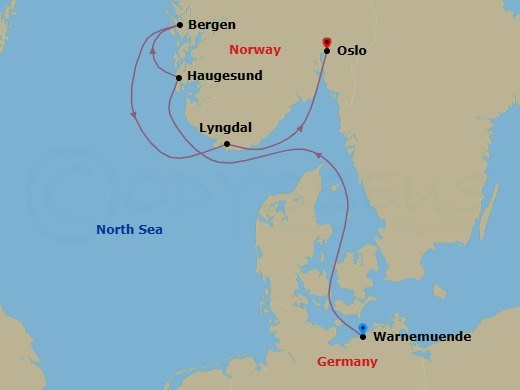 Northern Europe, 5 Nights Route Map